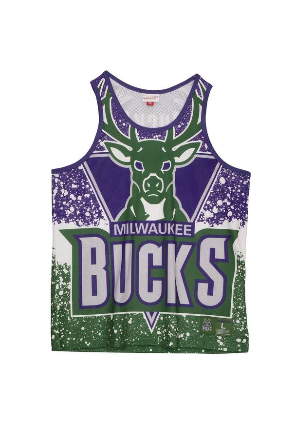 Koszulka męska bez rękawów Mitchell & Ness NBA Milwaukee Bucks Tank Top. Kolor: zielony, wielokolorowy, fioletowy. Długość rękawa: bez rękawów. Sport: koszykówka