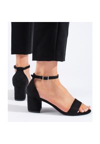 Seastar Czarne zamszowe sandały na słupku. Kolor: czarny. Materiał: zamsz. Obcas: na słupku #2
