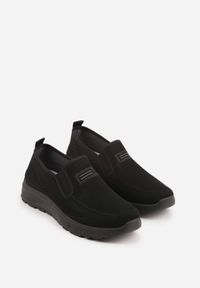 Born2be - Czarne Wsuwane Buty Sportowe Sneakersy z Siateczki z Elastycznymi Wstawkami Aerero. Okazja: na spacer, na co dzień, na spotkanie biznesowe. Zapięcie: bez zapięcia. Kolor: czarny. Materiał: jeans. Sport: turystyka piesza #6