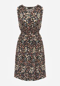 Born2be - Granatowa Rozkloszowana Sukienka z Wiskozy w Kwiaty Evalis. Kolor: niebieski. Materiał: wiskoza. Wzór: kwiaty. Sezon: lato #6