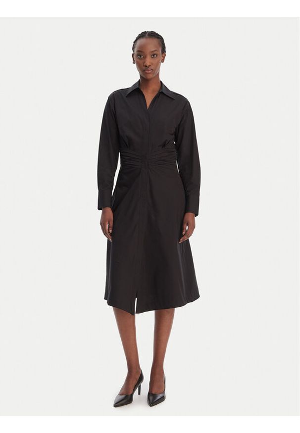 BOSS Sukienka koszulowa Drepill 50553673 Czarny Regular Fit. Kolor: czarny. Materiał: bawełna. Typ sukienki: koszulowe