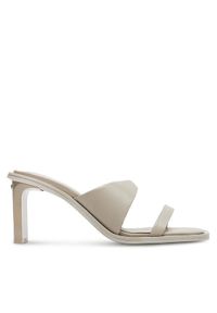 Calvin Klein Klapki Heel Slide 70 Lth HW0HW02072 Beżowy. Kolor: beżowy. Materiał: skóra