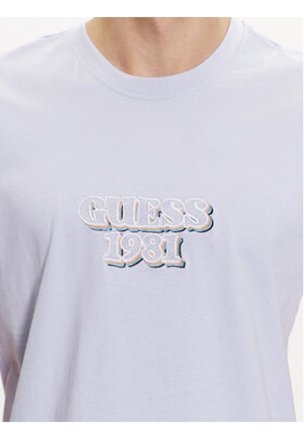 Guess T-Shirt Logo M3GI30 K8FQ4 Niebieski Slim Fit. Kolor: niebieski. Materiał: bawełna