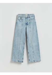 Reserved - Jeansy wide leg z przeszyciem - niebieski. Kolor: niebieski #1