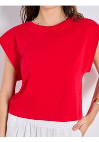 Sinsay - Bawełniana koszulka basic - czerwony. Kolor: czerwony. Materiał: bawełna #1