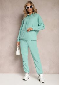Renee - Miętowy 2-częściowy Komplet Dresowy z Bluzą i Spodniami Orifira. Kolor: miętowy. Materiał: dresówka