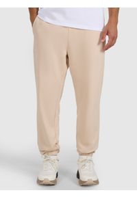 4f - 4F Spodnie dresowe joggery męskie - beżowe S. Kolor: beżowy. Materiał: dresówka. Wzór: gładki, ze splotem #2