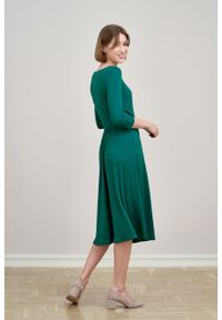 Marie Zélie - Sukienka Emelina ciemnozielona. Kolor: zielony. Materiał: wiskoza, dzianina, materiał, elastan, tkanina, guma. Styl: klasyczny. Długość: midi #5