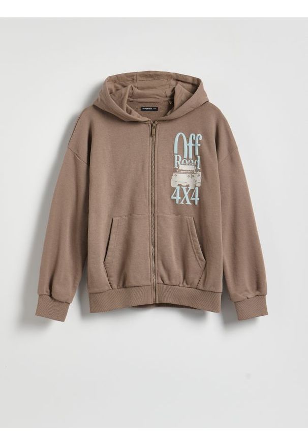 Reserved - Bluza z kapturem - brązowy. Typ kołnierza: kaptur. Kolor: brązowy. Materiał: dzianina, bawełna