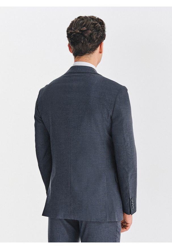 Pako Lorente - Granatowy garnitur męski. Kolor: niebieski. Materiał: wiskoza, poliester, elastan