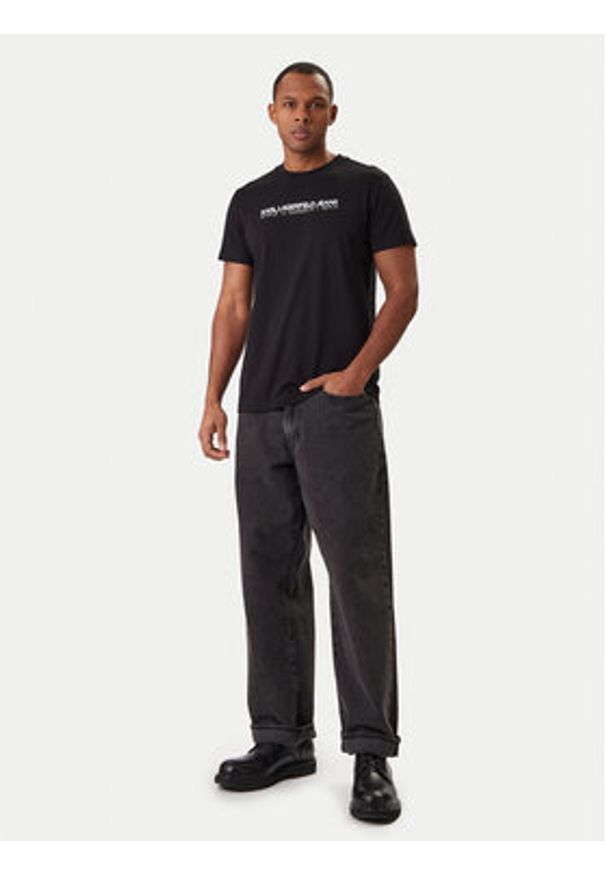 Karl Lagerfeld Jeans T-Shirt B1M17063 Czarny Regular Fit. Kolor: czarny. Materiał: bawełna