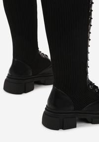 Born2be - Czarne Kozaki Pirepe. Wysokość cholewki: przed kolano. Nosek buta: okrągły. Zapięcie: bez zapięcia. Kolor: czarny. Materiał: materiał. Szerokość cholewki: normalna #6