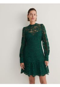 Reserved - Koronkowa sukienka mini - morski. Kolor: morski. Materiał: koronka. Długość: mini #1