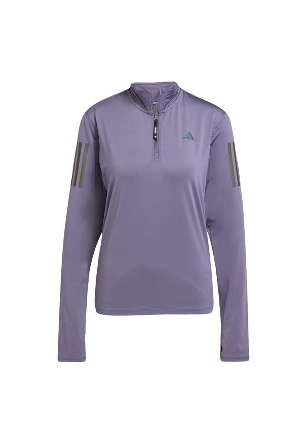 Adidas - Kurtka Own the Run Half-Zip. Kolor: fioletowy. Materiał: materiał. Sport: bieganie