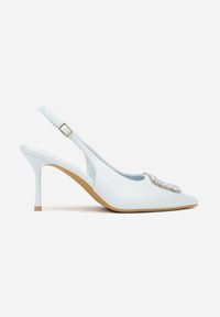 Born2be - Niebieskie Sandały na Szpilce z Cyrkoniową Klamrą Starstone. Okazja: na co dzień. Zapięcie: klamry. Kolor: niebieski. Materiał: jeans. Obcas: na szpilce. Styl: klasyczny, casual, elegancki #8