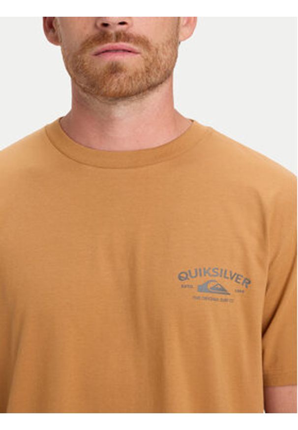 Quiksilver T-Shirt Anchor EQYZT08178 Beżowy Regular Fit. Kolor: beżowy. Materiał: bawełna