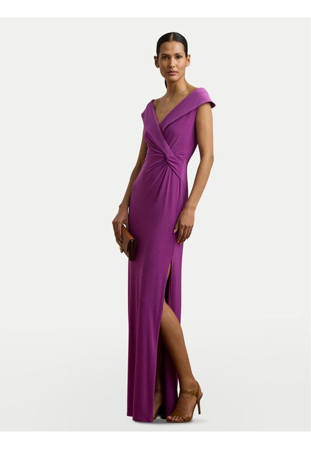 Lauren Ralph Lauren - LAUREN RALPH LAUREN Sukienka wieczorowa 253863940025 Fioletowy Slim Fit. Kolor: fioletowy. Materiał: syntetyk. Styl: wizytowy