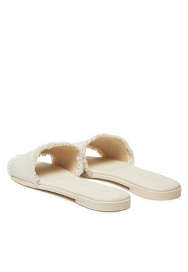 TOMMY HILFIGER - Tommy Hilfiger Klapki Fringe Canvas Flat Sandal FW0FW08908 Beżowy. Kolor: beżowy. Materiał: materiał