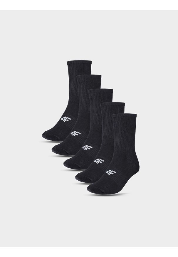 4f - 4F Skarpetki casual za kostkę (5-pack) dziecięce - czarne 32-34. Kolor: wielokolorowy. Materiał: poliamid, włókno, bawełna, materiał