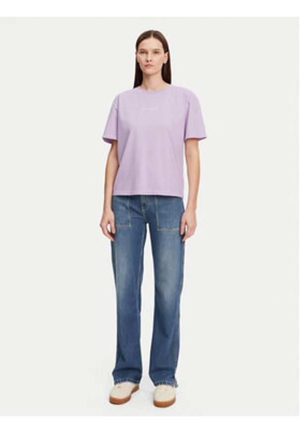 Marc O'Polo Denim T-Shirt 500 0005 950 Fioletowy Relaxed Fit. Typ kołnierza: polo. Kolor: fioletowy. Materiał: bawełna