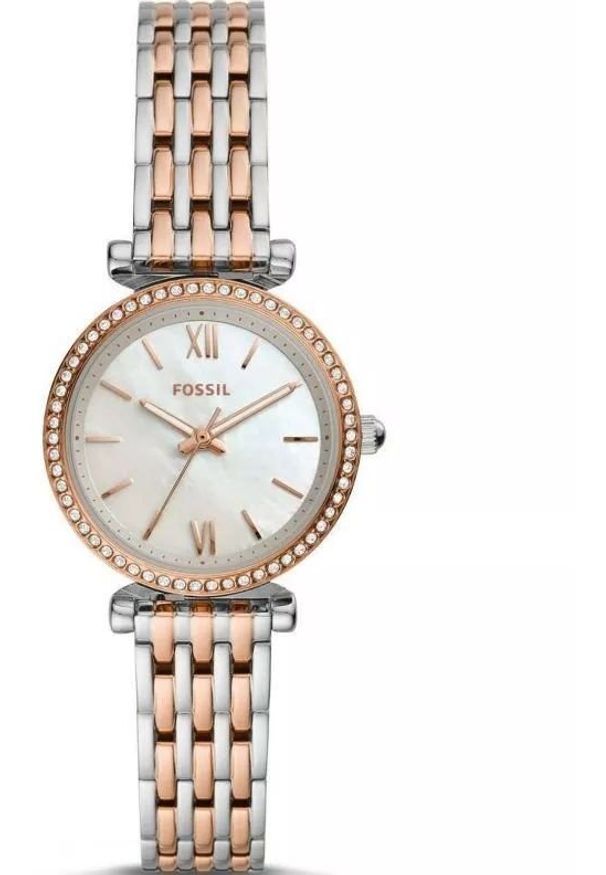 Damski Zegarek Fossil Carlie ES4647 Dwukolorowa Elegancja i Masa Perłowa. Kolor: biały