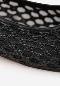 Born2be - Czarne Siateczkowe Balerinki z Plecioną Cholewką z Kokardką Lilinrelle. Okazja: na co dzień. Kolor: czarny. Materiał: jeans. Szerokość cholewki: normalna. Styl: casual, klasyczny, elegancki #4