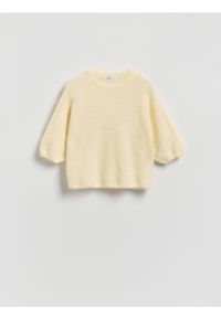 Reserved - Sweter z wełną - jasnożółty. Kolor: żółty. Materiał: wełna #1