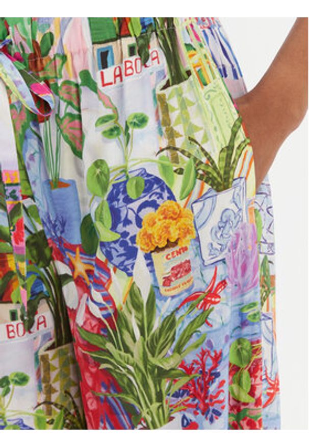 Seafolly Spodnie materiałowe La Boca 55599-PA Kolorowy Wide Leg. Materiał: wiskoza. Wzór: kolorowy