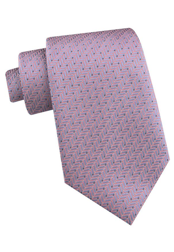 Krawat Męski - Angelo di Monti - Odcień Różu Majtkowego i Stali, Drobny Wzór. Kolor: wielokolorowy. Materiał: tkanina. Styl: elegancki, wizytowy