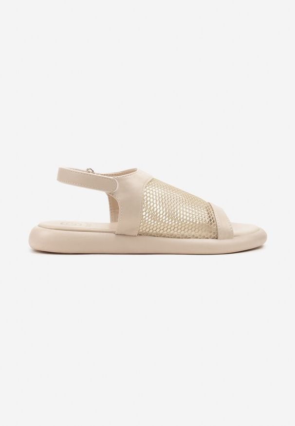 Born2be - Beżowe Sandały z Siateczkową Cholewką Ranevia. Okazja: na spacer, na co dzień. Zapięcie: rzepy. Kolor: beżowy. Styl: elegancki, casual