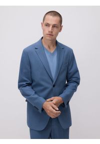 Reserved - Marynarka slim fit z domieszką lnu - granatowy. Kolor: niebieski. Materiał: len #1