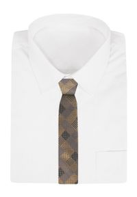 Krawat Męski - Angelo di Monti - Złoto i Niebieski, Kwadraty. Kolor: wielokolorowy, złoty, żółty. Materiał: tkanina. Styl: elegancki, wizytowy