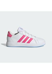 Adidas - Buty Grand Court Lifestyle Tennis Lace-Up. Kolor: różowy, niebieski, wielokolorowy, biały. Materiał: materiał. Sport: turystyka piesza