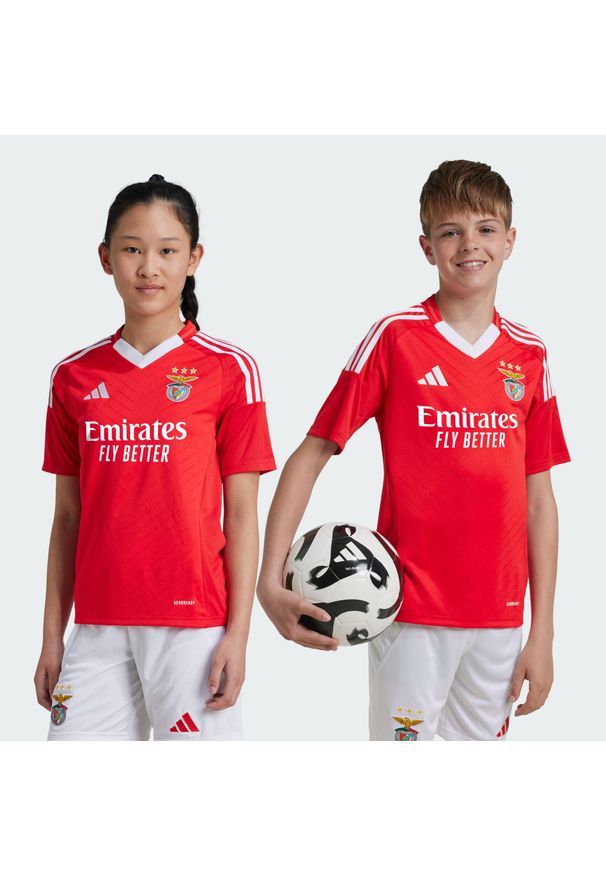Adidas - Koszulka Benfica 24/25 Home Kids. Kolor: czerwony. Materiał: materiał. Sport: piłka nożna