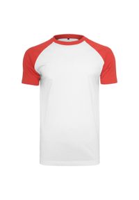 BUILD YOUR BRAND - Kontrastowa Koszulka Raglan Unisex Dla Dorosłych. Kolor: biały, czerwony, wielokolorowy. Długość rękawa: raglanowy rękaw
