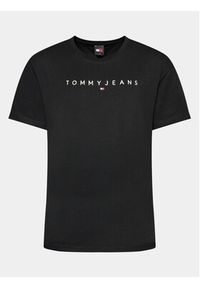 Tommy Jeans T-Shirt Linear Logo DM0DM17993 Czarny Regular Fit. Kolor: czarny. Materiał: bawełna