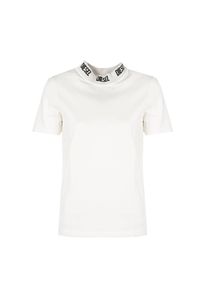 Diesel T-shirt "T-Reg" | A06780-0JFAX | Kobieta | Biały. Okazja: na co dzień. Typ kołnierza: kołnierzyk stójkowy. Kolor: biały. Materiał: bawełna. Styl: elegancki, casual