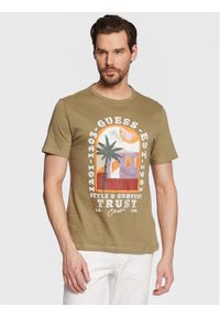 Guess T-Shirt Palm Window M3GI10 K6XN4 Zielony Slim Fit. Kolor: zielony. Materiał: bawełna