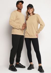 Born2be - Ciemnobeżowa Bluza z Polarem na Podszewce Metinna. Kolor: beżowy. Materiał: polar #3