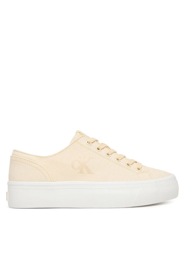 Calvin Klein Sneakersy Vulc Flatform Low Canvas Mg YW0YW01763 Écru. Materiał: materiał
