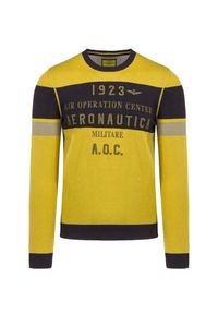 Aeronautica Militare - Sweter AERONAUTICA MILITARE. Kolor: żółty. Materiał: bawełna, prążkowany. Wzór: haft #1