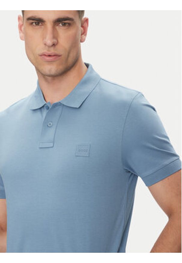 BOSS Polo Passenger 50507803 Niebieski Slim Fit. Typ kołnierza: polo. Kolor: niebieski. Materiał: bawełna