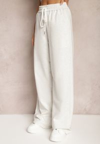 Renee - Jasnoszare Szerokie Spodnie Dresowe z Elastycznej Bawełny Niarti. Kolor: szary. Materiał: dresówka, bawełna #4