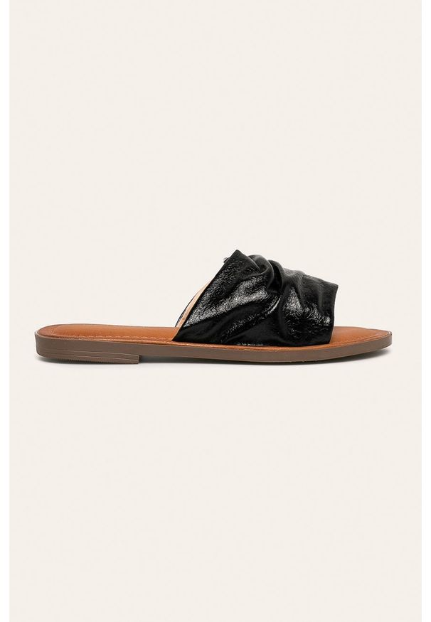 ANSWEAR - Answear - Klapki Ideal Shoes. Kolor: czarny. Materiał: materiał, skóra ekologiczna, guma. Wzór: gładki. Wysokość obcasa: niski