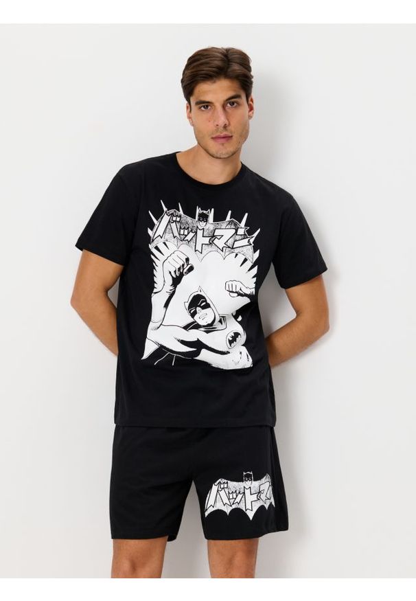 Sinsay - Bawełniana piżama Batman - czarny. Kolor: czarny. Materiał: bawełna. Wzór: motyw z bajki