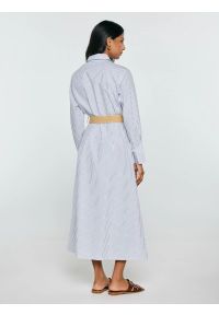 Big-Star - Sukienka damska midi koszulowa w paski jasnoniebieska Merinsa 400. Okazja: na co dzień. Kolor: niebieski. Materiał: bawełna, tkanina. Długość rękawa: długi rękaw. Wzór: paski. Typ sukienki: koszulowe. Styl: casual, klasyczny, elegancki. Długość: midi #6