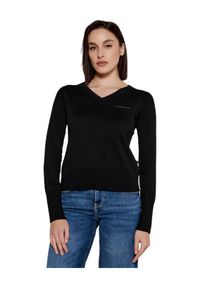 Guess Jeans Sweter w4br84z3ho2-jblk Czarny Regular Fit. Kolor: czarny. Materiał: syntetyk