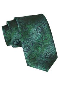 Męski Krawat Angelo di Monti - Zielony w Kwiaty. Kolor: zielony. Materiał: tkanina. Wzór: kwiaty. Styl: elegancki, wizytowy #1