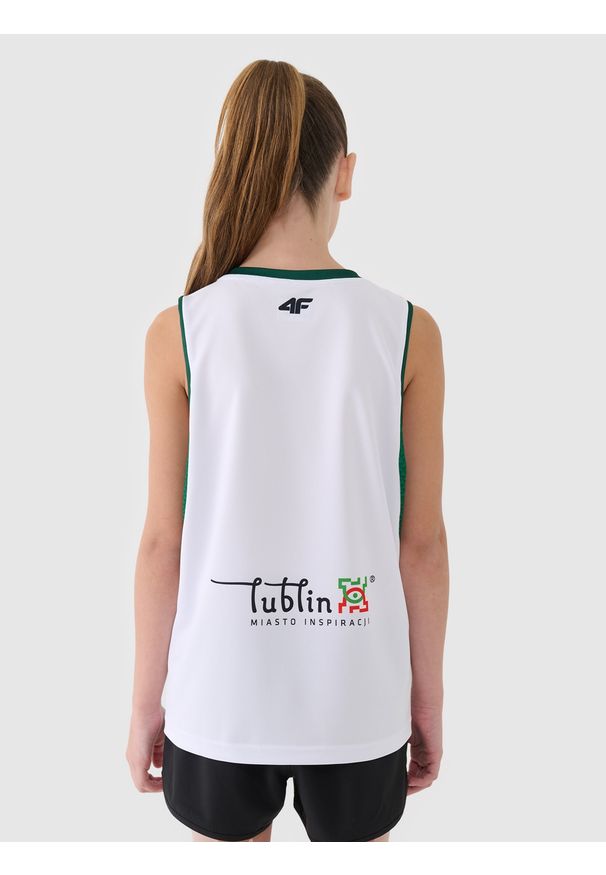 4f - 4F Koszulka meczowa replika domowa z sezonu 2024/25 dziecięca 4F x AZS UMCS Lublin - multikolor 134/140 (8-10 lat). Typ kołnierza: dekolt w serek. Kolor: wielokolorowy. Materiał: dzianina, włókno, materiał, syntetyk. Wzór: geometria, gładki, ze splotem. Sezon: lato. Sport: koszykówka, fitness