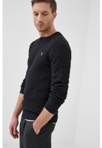 GANT - Gant sweter bawełniany 8050501 męski kolor czarny. Okazja: na co dzień. Kolor: czarny. Materiał: bawełna. Długość rękawa: długi rękaw. Długość: długie. Wzór: aplikacja. Styl: casual #1